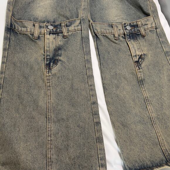 AELFRIC EDEN Men’s Distressed Wide Leg Cargo Jeans Size 30 Streetwear Y2K Retro - Picture 10 of 11